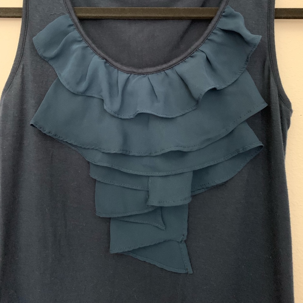 Navy Ruffle Tank - Picture 2 of 2